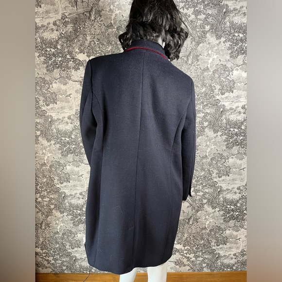 Navy Double-Breasted Wool-Blend Coat - Picture 4 of 10